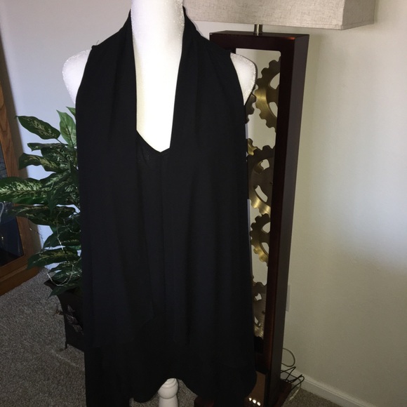 KAREN KANE NWT AUTHENTIC BLACK DRAPE FRONT SLEEVELESS BLOUSE - Picture 3 of 15